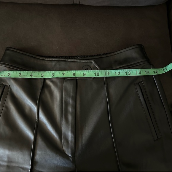 HALOGEN Faux Leather Wide Leg Pants in Rich Black - Picture 8 of 9